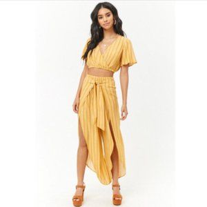 Forever 21 Striped Set Crop Top and Split-Leg Pant